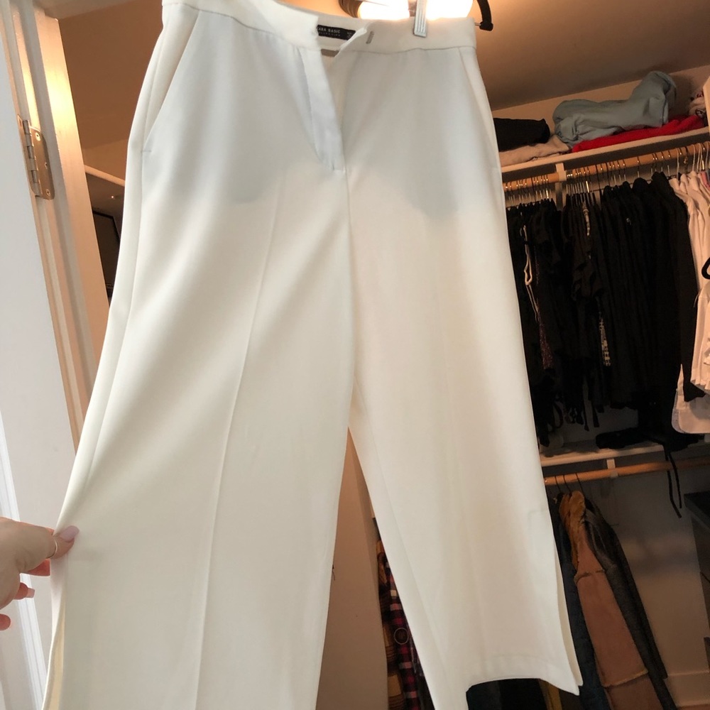 White Mid Calf Trousers